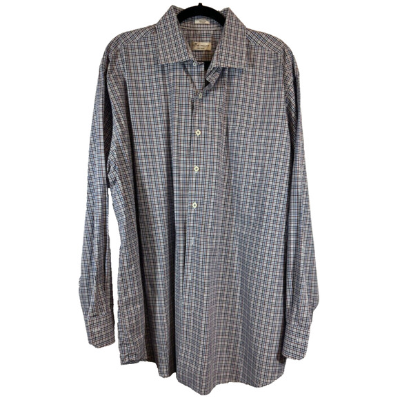 Peter Millar Men's XXL Crown Finish L/S Button Down Checked Dress Shirt E8 - Picture 1 of 6